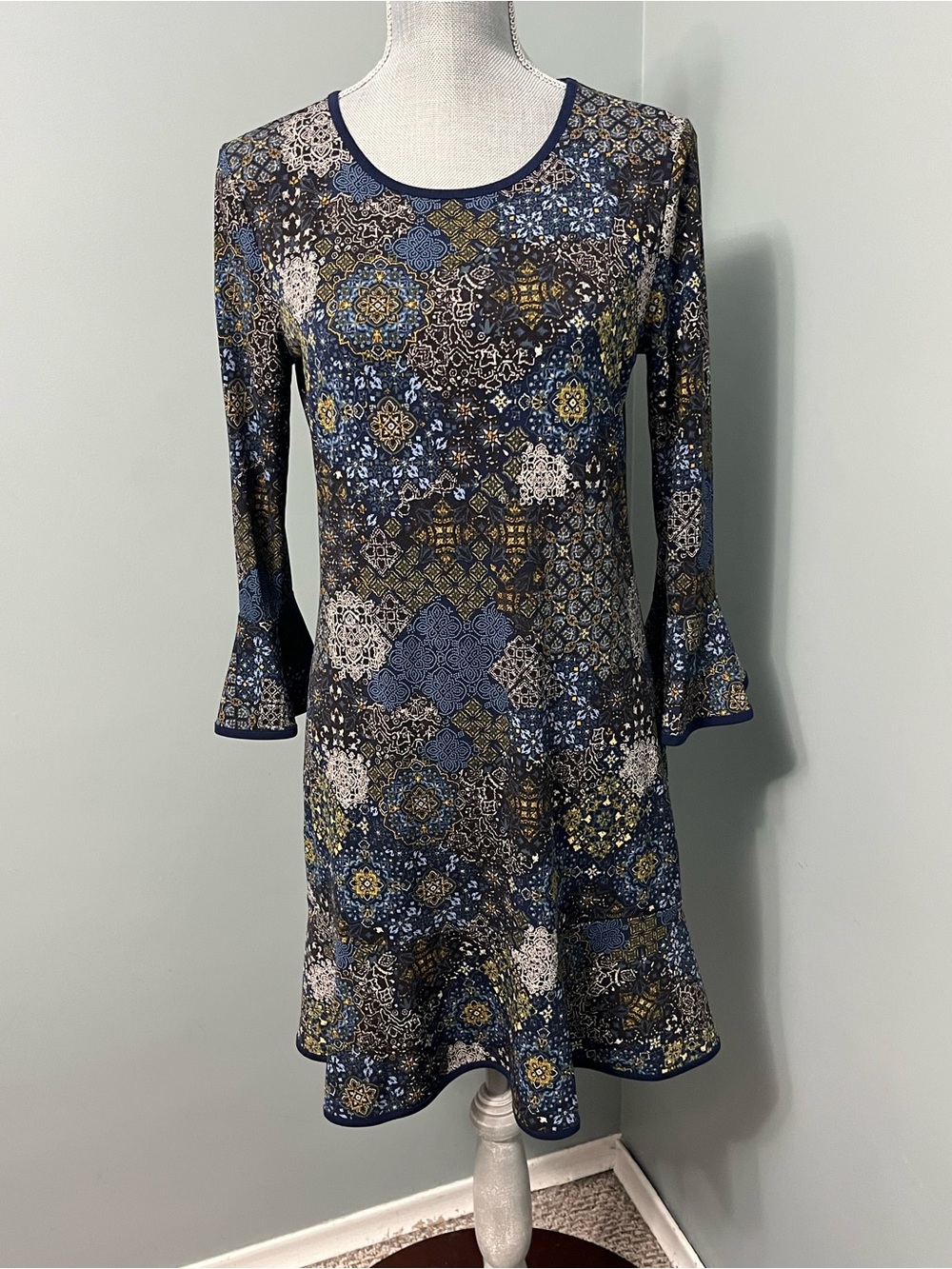 MICHAEL Michael Kors boho paisley mini dress women’s size medium bell sleeves
